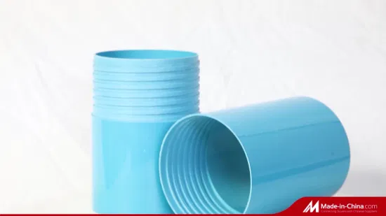 Extremo de zócalo y extremo de rosca rasante, carcasa de pozo de agua de PVC y tubo de pantalla de color azul para el mercado de África, Europa y América